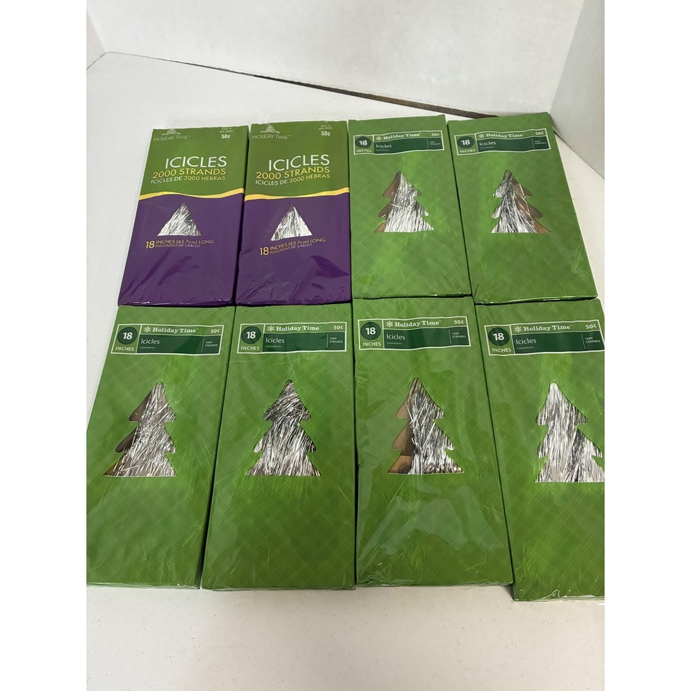 Holiday Time Silver Christmas Tree Tinsel Icicles 18 Inch Bulk Lot 8 Packs